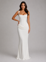 Women’s Bodycon Corset Maxi Dress – Sculpted Draped Silhouette