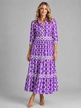 Women’s Chain Print Midi Dress – Flattering Relaxed Fit