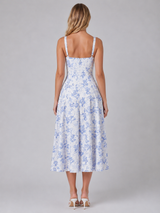 Women’s Floral Corset Sweetheart Neck Midi Dress – Wedding Guest Style