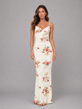 Women's Floral Satin Feel Maxi Dress – Elegant Occasion Style