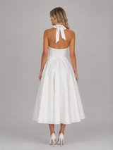 Jacquard halter midi dress with corset bodice