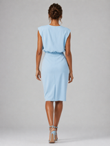 Women’s Keyhole Neck Midi Dress – Ruched Waist Elegant Fit