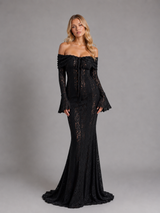 Women’s Off-Shoulder Lace Cutout Maxi Dress – Wedding Guest Style
