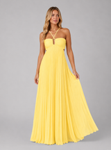 Women's Pleated Halterneck Maxi Dress – Wedding Guest Gown