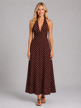Women’s Polka Dot Halter Maxi Dress – Summer Occasion Style