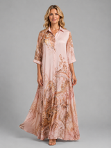 Printed shirt maxi dress for women