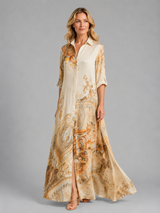 Short sleeve baroque print shirt dress