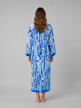Abstract print V neck kaftan maxi dress front view