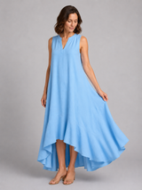 Asymmetric handkerchief hem maxi dress