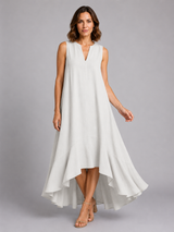 Flowy V neck summer maxi dress for women