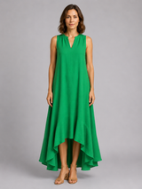 V Neck Asymmetric Hem Flowy Maxi Dress Summer Women