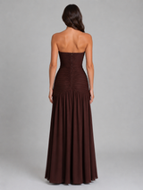 Women’s Strapless Ruched Maxi Dress – Wedding Guest Gown