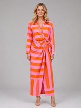 Women’s Striped Twist-Knot Midi Dress – Summer Shirt Dress