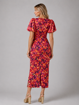 Women’s V-Neck Puff Sleeve Midi Dress – Summer Occasion Style