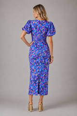 Women’s V-Neck Puff Sleeve Midi Dress – Summer Occasion Style