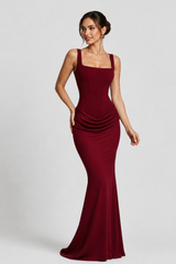 Satin Corset Mermaid Maxi Dress Wedding Guest