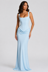 Satin Corset Mermaid Maxi Dress Wedding Guest