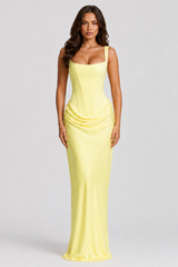 Satin Corset Mermaid Maxi Dress Wedding Guest