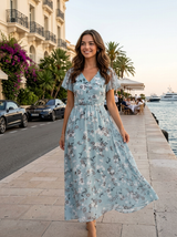 Floral Chiffon Feel Maxi Dress Summer Women