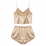 Satin Cami Short Pajama Set - Champagne