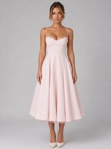 Vestido midi con corsé y falda completa para cóctel de mujer