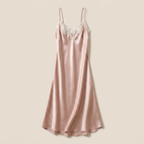 Spaghetti Strap Satin Lace Midi Nightgown - Blue