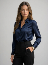 Women’s Satin Feel Long Sleeve Blouse