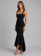 Floral Corset Asymmetric Maxi Dress Evening Women