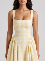 Vestido midi con falda completa de cuadros vichy para mujer de verano