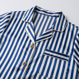 Pyjama femme en soie rayé manches courtes rayures marine