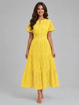 Cotton Blend Midi Dress Summer Women