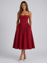 Floral Sweetheart Corset Midi Dress Cocktail Women