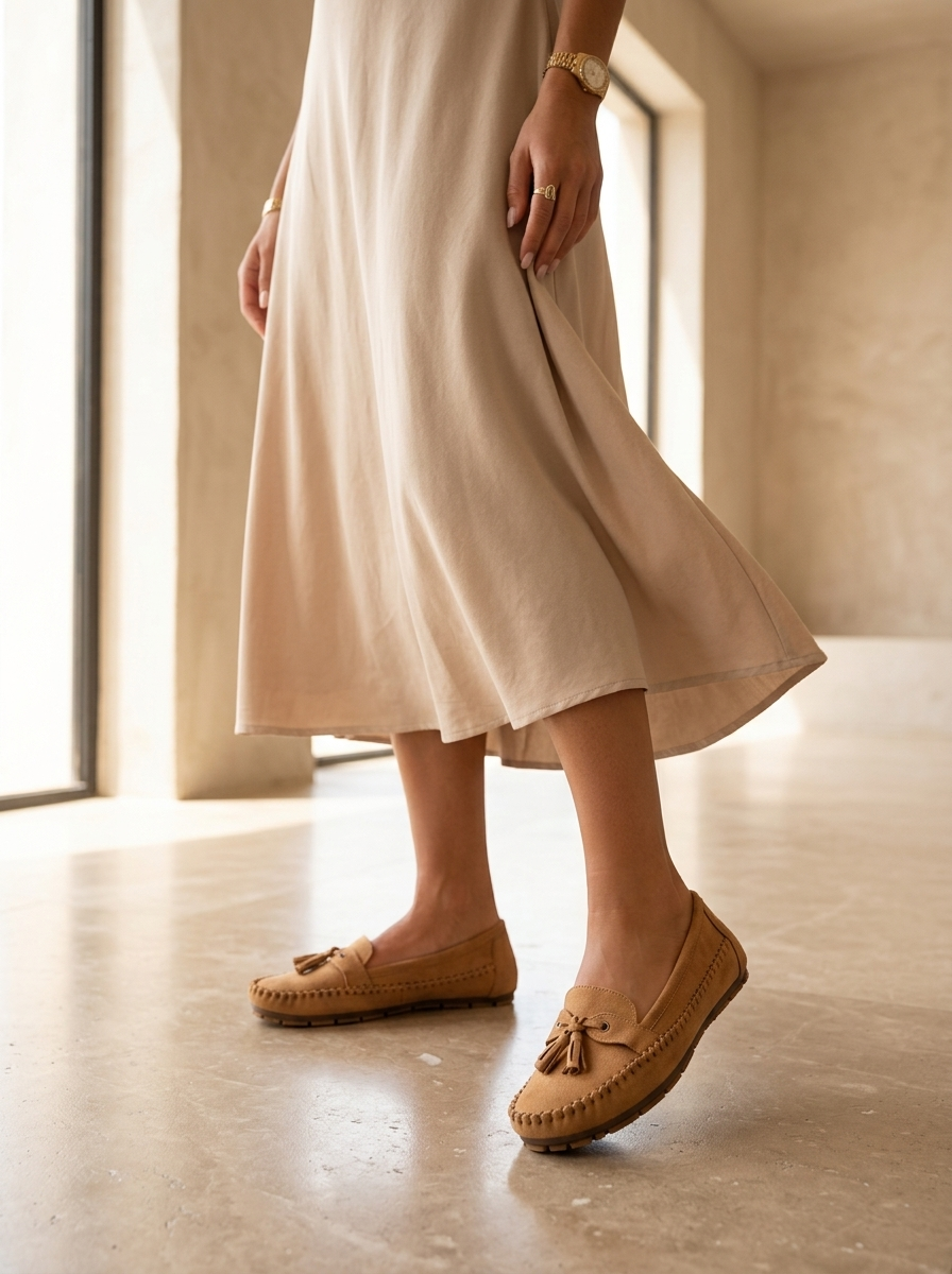 Mocassins orthopédiques à pampilles pour femme