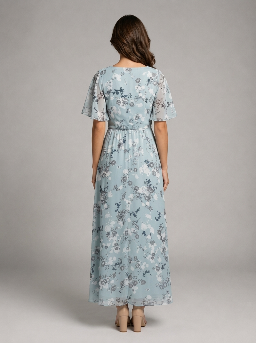 Robe longue effet chiffon fleurie pour été femme