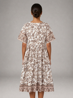 Floral V Neck Midi Dress Summer Women