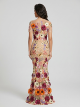 Floral 3D Applique Midi Dress Wedding Guest