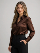 Women’s Satin Feel Long Sleeve Blouse