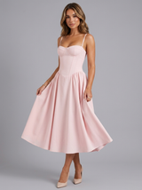 Floral Sweetheart Corset Midi Dress Cocktail Women