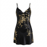 Floral Satin Slip Nightgown - Green