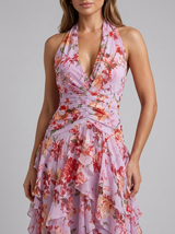 Robe longue dos nu fleurie invitée mariage