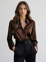 Women’s Satin Feel Long Sleeve Blouse