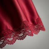 Spaghetti Strap Satin Lace Nightgown - Black