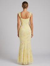 Vestido maxi con tirantes y volantes florales para mujer de verano