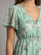 Robe longue effet chiffon fleurie pour été femme