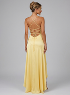 Vestido maxi asimétrico con tirantes y abertura en el muslo para mujer de noche