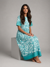 Floral V Neck Midi Dress Summer Women