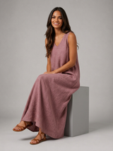 Robe longue sans manches coupe trapèze pour été femme