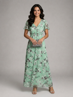 Robe longue effet chiffon fleurie pour été femme
