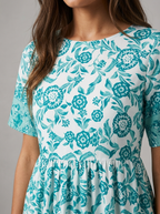Floral V Neck Midi Dress Summer Women