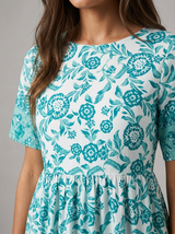 Floral V Neck Midi Dress Summer Women